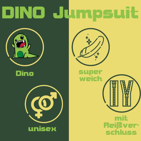 Jumpsuit Onesie Overall Schlafanzug Dino L