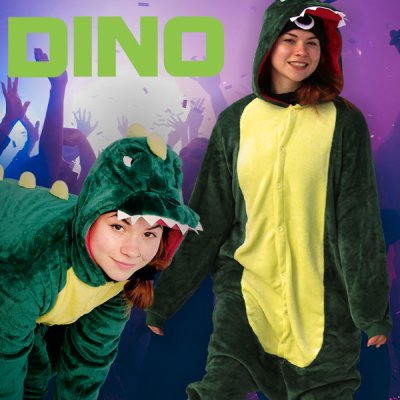 Jumpsuit Onesie Overall Schlafanzug Dino XL