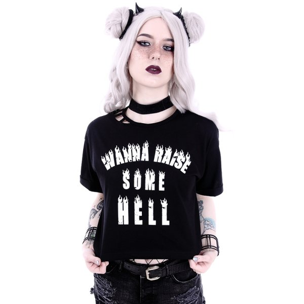 Restyle Wanna Raise Some Hell Crop Top M