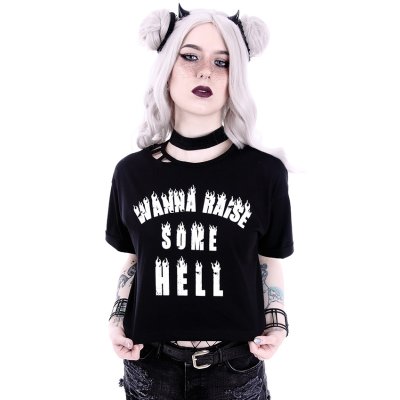 Restyle Wanna Raise Some Hell Crop Top M