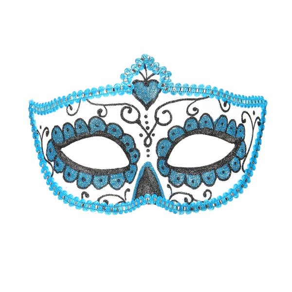 Augenmaske hellblau Dia de los Muertos unisex für Halloween und Fasching venezianischer Stil