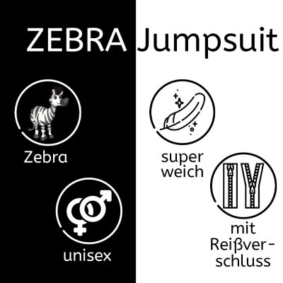Jumpsuit Onesie Overall Schlafanzug Zebra S - XL