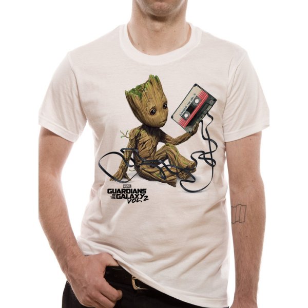 Guardians of the Galaxy Vol.2 Shirt  Groot and Tape weiß