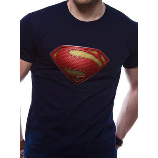 Superman Man of Steel Shirt S Textured Logo blau