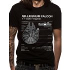 Star Wars Shirt  Falcon Blueprint schwarz weiß