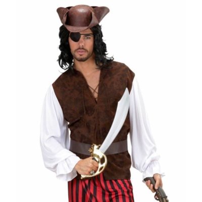 Kostüm Piratenhemd mit Weste M/L weiß braun