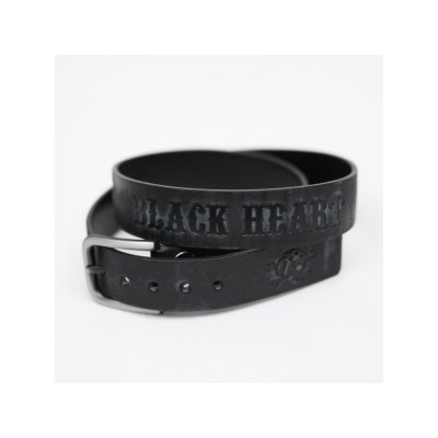 Ledergürtel L Black Heart Mark schwarz silber