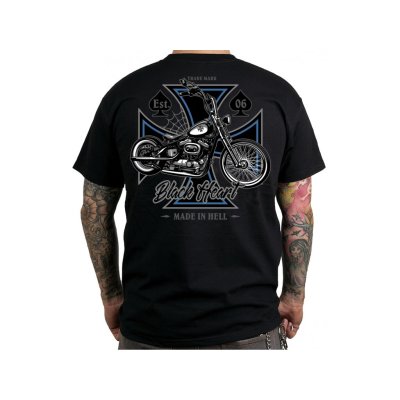 Männer T-Shirt M Chopper Cross schwarz blau