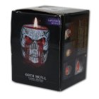 Spiral Goth Skull Kerze mit Kerzenhalter weiß rot