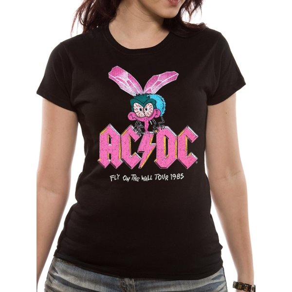 AC/DC Shirt L fly on the wall schwarz pink