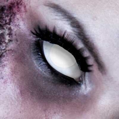 Kontaktlinse Blind White Visibal, 60% Deckkraft, 3 Monate, Zombie, Vampir
