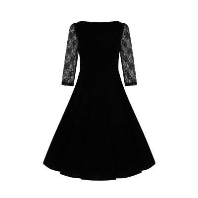 H&R Samtkleid mit Blumenstickerei XS Divine schwarz