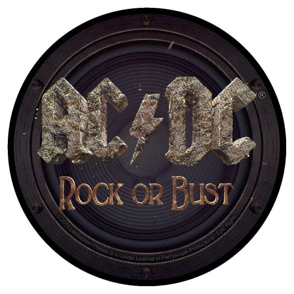 AC/DC Patch "Rock or Bust" schwarz beige
