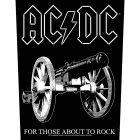AC/DC Backpatch "For those about to rock" schwarz weiß