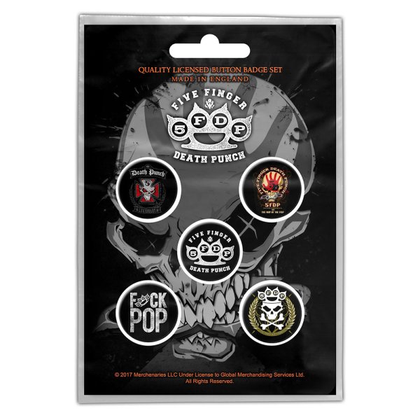 Five Finger Death Punch Button-Set "Logos" 5Stk.