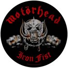 Motörhead runder Backpatch "Iron Fist" schwarz rot