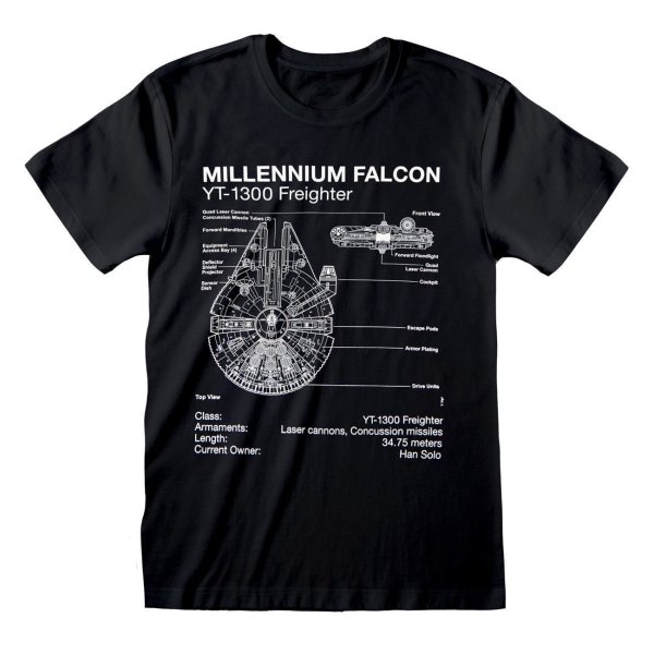 Star Wars Millenium Falcon Sletch T Shirt S