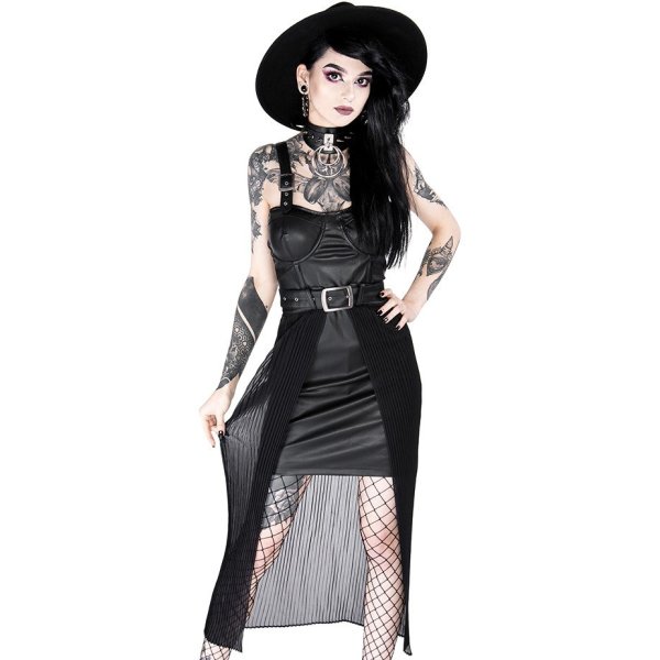 Restyle Black gothic NIGHT MIST DRESS mit Überrock