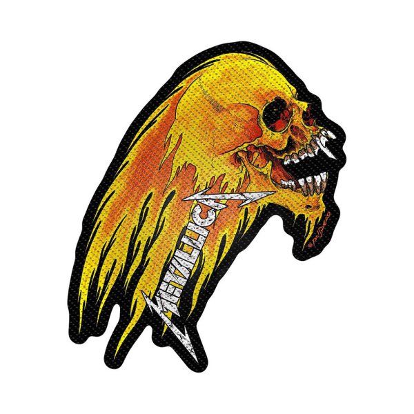 Metallica Flaming Skull Standard Patch offiziell lizensierte Ware