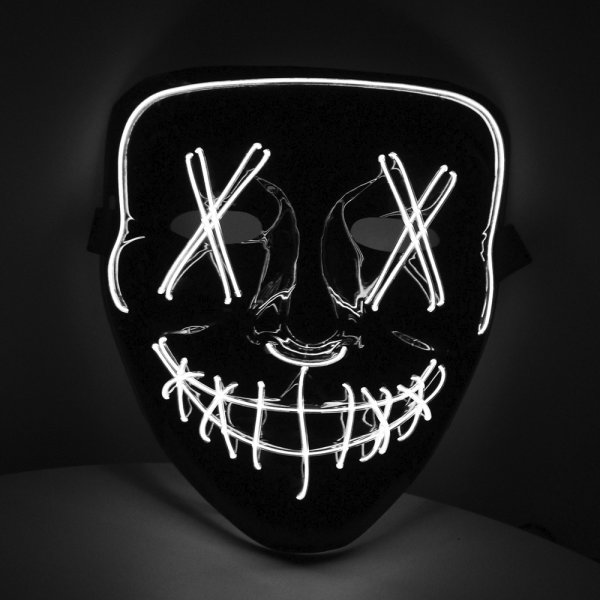 LED Maske mit weißen Leuchtschnüren