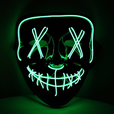 LED Maske mit grünen Leuchtschnüren
