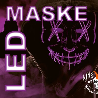 LED Maske mit violetten Leuchtschnüren