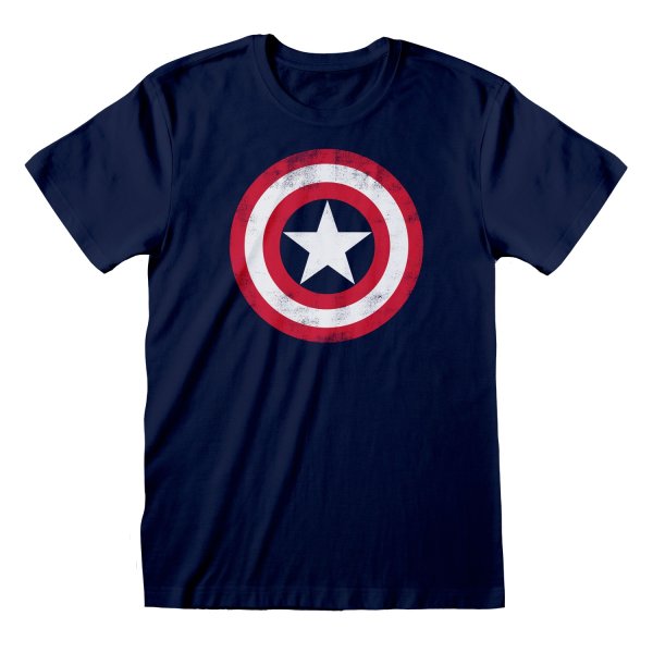 Captain America T-Shirt Shield Distressed Navy