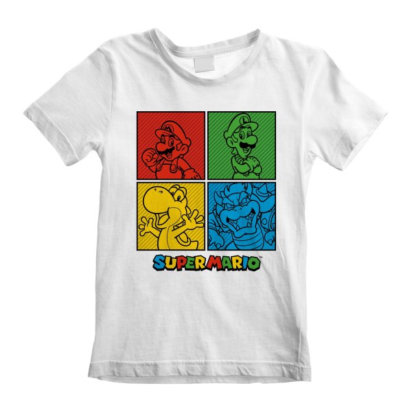 Super Mario Kinder T-Shirt 12-13 Jahre Squares Weiß