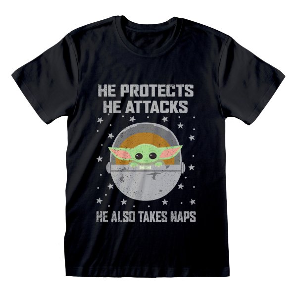 Star Wars Mandalorian T-Shirt S Protects And Attacks