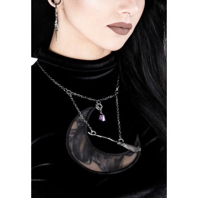 Restyle Halskette Gothic Witch Broomstick Silver mit Lila...