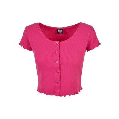 Cropped Button Up Rib TOP Brightviolet