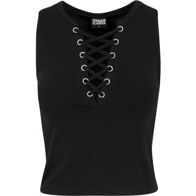Lace Up Cropped Top Schwarz