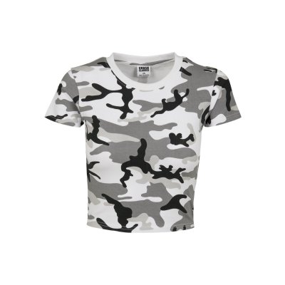 Stretch Jersey Cropped Top Snow Camo