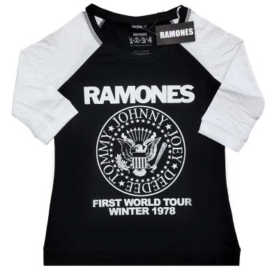 Ramones Ladies Raglan Top First World Tour 1978 Schwarz...