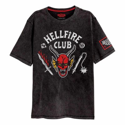 Stranger Things T-Shirt Hellfire Crest Schwarz
