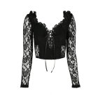 Gothic Cropped Lace Top with sweetheart neckline Schwarz