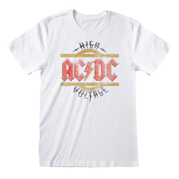 AC/DC T-Shirt  Weiß Unisex Vintage High Voltage
