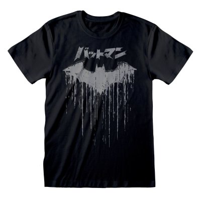 DC Batman T-Shirt  Schwarz Unisex Japanese Logo Distressed