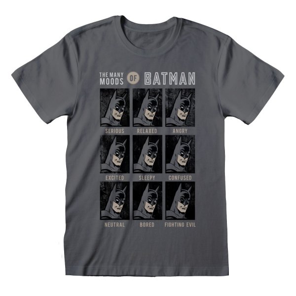 DC Batman T-Shirt  Charcoal Unisex Many Moods Of Batman