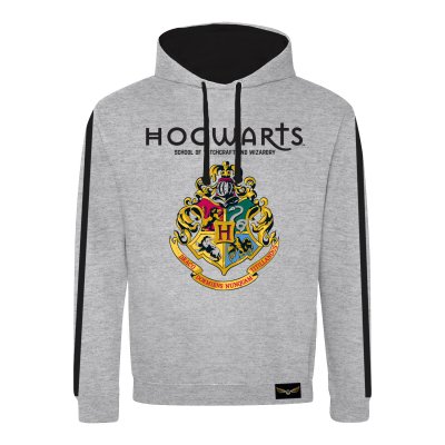Harry Potter Hoodie  Grau Unisex Hogwarts Crest (Contrast...