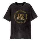 Lord Of The Rings T-Shirt  Schwarz Unisex Gold Foil Logo Acid Wash