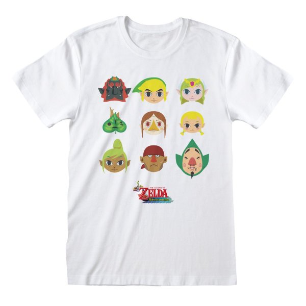 Nintendo T-Shirt  Weiß Unisex Legend of Zelda T-Shirt  Weiß Unisex Wind Waker Faces