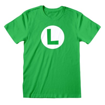 Nintendo Super Mario T-Shirt  Grün  Unisex Luigi Badge