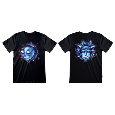 Rick And Morty T-Shirt  Schwarz Unisex Chrome Effect...