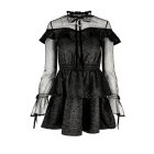 Schwarzes gotisches Kleid Zoe, Jacquard Ruffled Romantic Dress