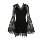 Schwarzes gotisches Kleid Eyelash Lace Dress