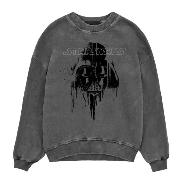 Star Wars Sweatshirt  Charcoal Unisex Dripping Darth Vader Sweatshirt  Charcoal Unisex Acid Wash Sweatshirt