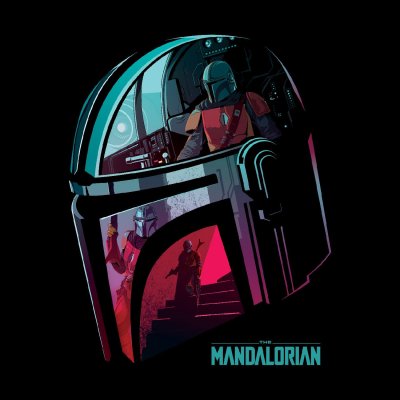 The Mandalorian T-Shirt  Schwarz Unisex Helmet Reflection