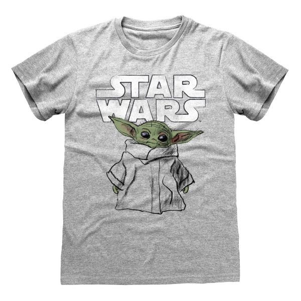 Star Wars : Mandalorian, The T-Shirt  Meliert Grau Unisex Child Sketch