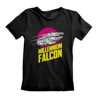 Star Wars T-Shirt  Schwarz Kinder Unisex Millenium Falcon...